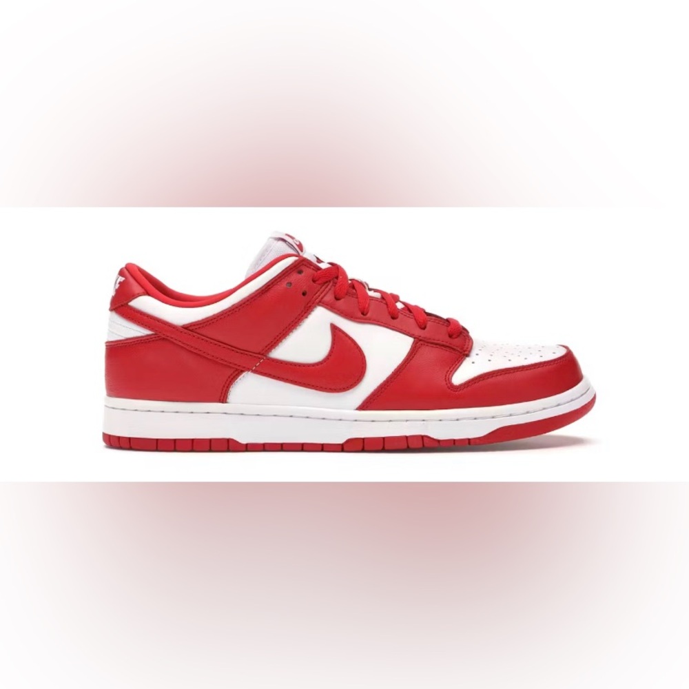 Nike Red and White Sneakers Classic Dunk Design